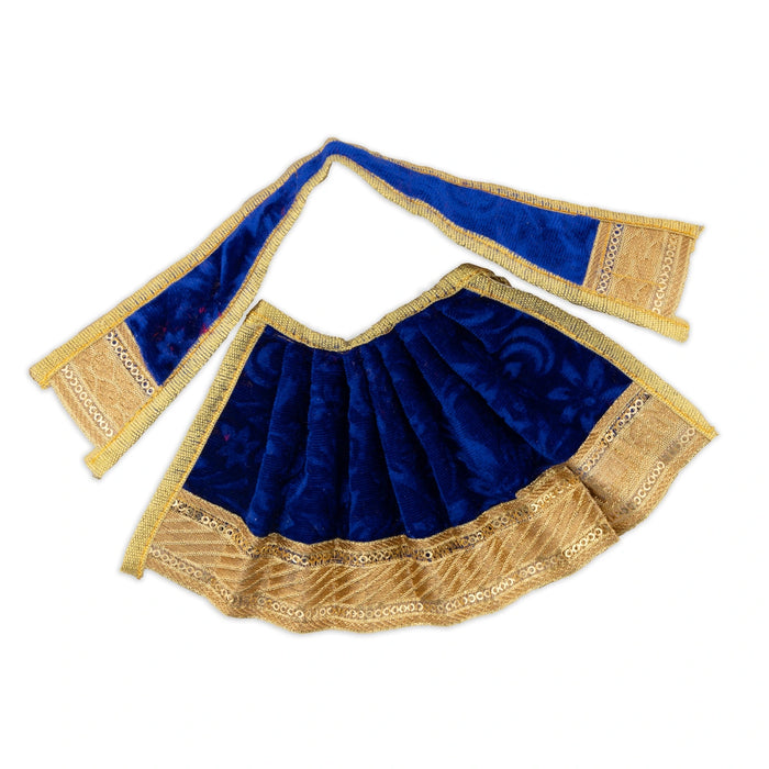 Amman Pavadai - 4 x 7 Inches | Velvet Mata Dress/ Lehenga Patka/ Golden Border Mata Poshak for Deity - Devi Dress