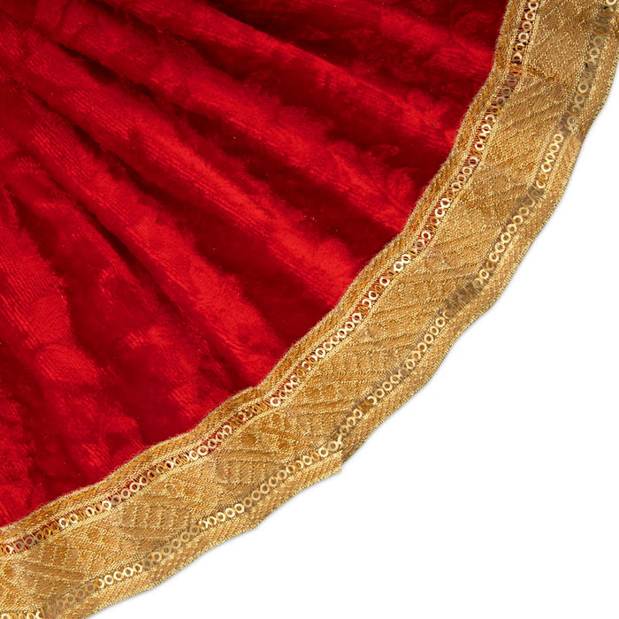 Amman Pavadai - 6 x 11 Inches | Velvet with Jari Border Lehenga Patka/ Mata Dress for Deity/ Assorted Colour - Devi Dress