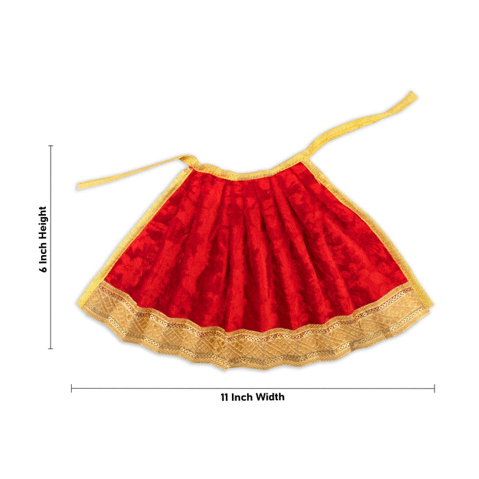 Amman Pavadai - 6 x 11 Inches | Velvet with Jari Border Lehenga Patka/ Mata Dress for Deity/ Assorted Colour - Devi Dress