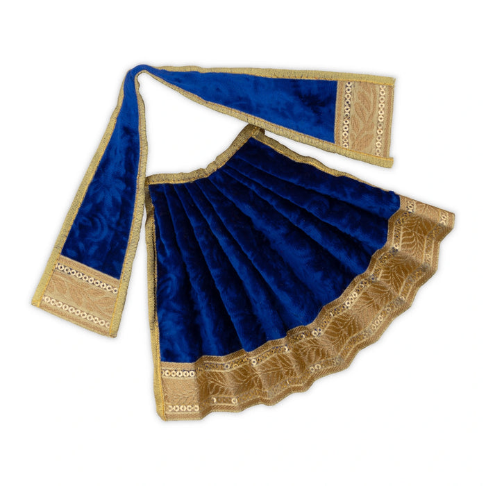 Amman Pavadai - 6 x 11 Inches | Velvet with Jari Border Lehenga Patka/ Mata Dress for Deity/ Assorted Colour - Devi Dress