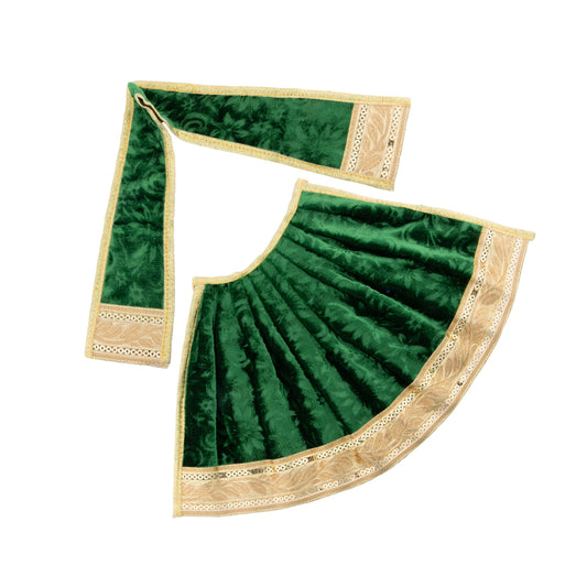 Amman Pavadai - 7 x 13 Inches | Velvet with Jari Border Lehenga Patka/ Mata Dress for Deity/ Assorted Colour - Devi Dress