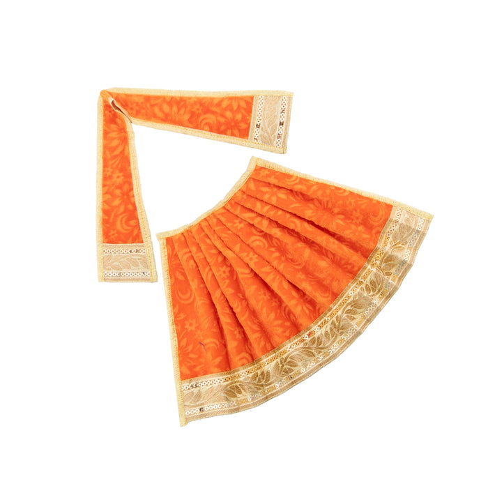 Amman Pavadai - 7 x 13 Inches | Velvet with Jari Border Lehenga Patka/ Mata Dress for Deity/ Assorted Colour - Devi Dress