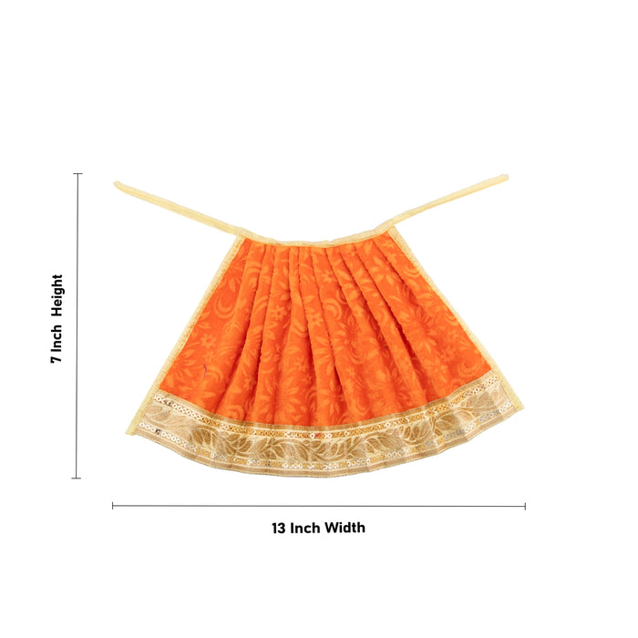 Amman Pavadai - 7 x 13 Inches | Velvet with Jari Border Lehenga Patka/ Mata Dress for Deity/ Assorted Colour - Devi Dress