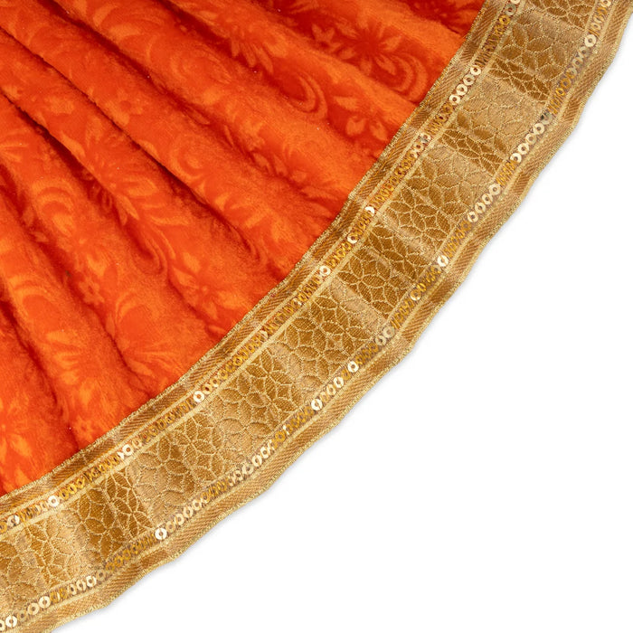 Amman Pavadai - 9 x 17.5 Inches | Velvet Mata Dress/ Lehenga Patka/ Golden Border Mata Poshak for Deity - Devi Dress