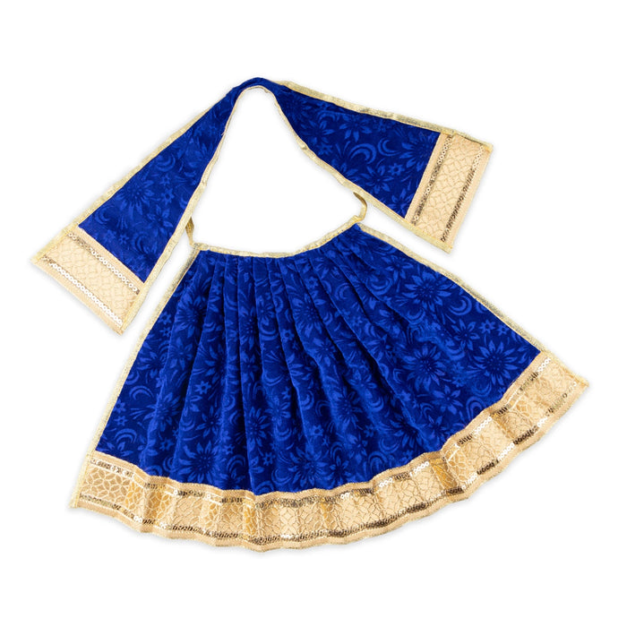 Amman Pavadai - 9 x 17.5 Inches | Velvet Mata Dress/ Lehenga Patka/ Golden Border Mata Poshak for Deity - Devi Dress