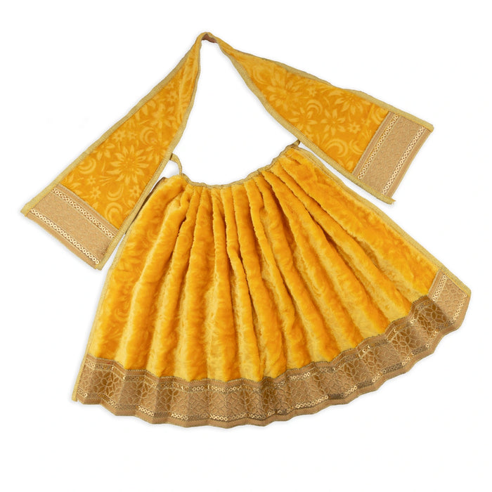 Amman Pavadai - 9 x 17.5 Inches | Velvet Mata Dress/ Lehenga Patka/ Golden Border Mata Poshak for Deity - Devi Dress