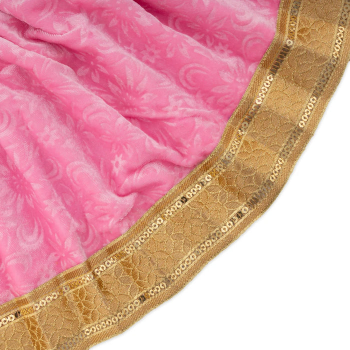 Amman Pavadai - 9 x 17.5 Inches | Velvet Mata Dress/ Lehenga Patka/ Golden Border Mata Poshak for Deity - Devi Dress