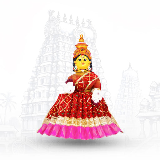 Devi Dress - 10 x 18 Inches | Velvet Mata Rani Poshak/ Mata Dress/ Jari Border Amman Pavadai for Deity - Devi Dress