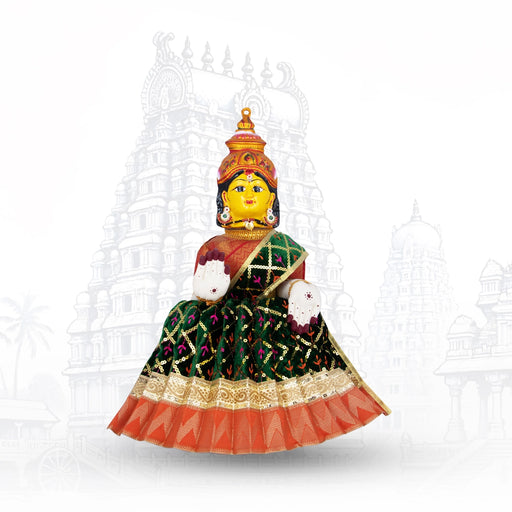 Devi Dress - 10 x 18 Inches | Velvet Mata Rani Poshak/ Mata Dress/ Jari Border Amman Pavadai for Deity - Devi Dress