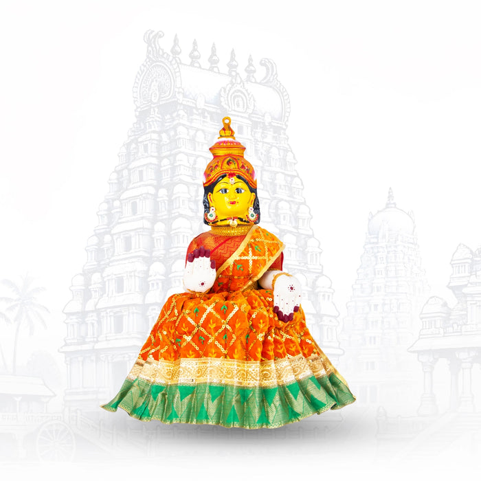 Devi Dress - 10 x 18 Inches | Velvet Mata Rani Poshak/ Mata Dress/ Jari Border Amman Pavadai for Deity - Devi Dress