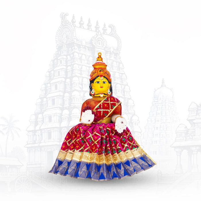 Devi Dress - 10 x 18 Inches | Velvet Mata Rani Poshak/ Mata Dress/ Jari Border Amman Pavadai for Deity - Devi Dress