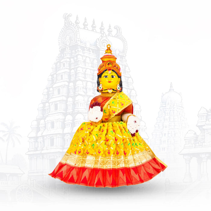 Devi Dress - 10 x 18 Inches | Velvet Mata Rani Poshak/ Mata Dress/ Jari Border Amman Pavadai for Deity - Devi Dress