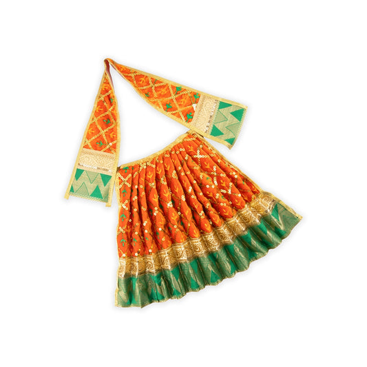 Amman Pavadai - 12 x 16 Inches | Lehenga Patka/ Velvet & Jari Border Mata Poshak/ Devi Vastra for Deity/ Assorted Colour - Devi Dress