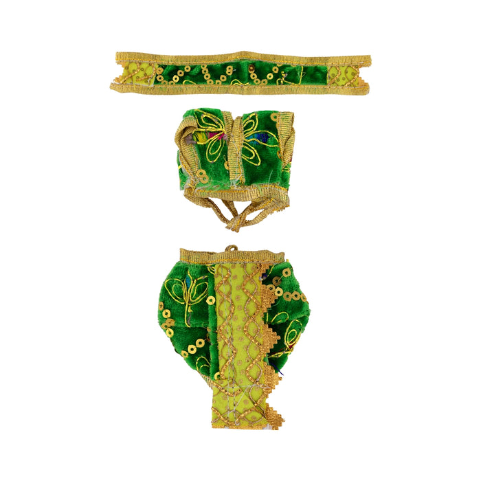 Dhoti Set - 3 Inches | Readymade Panchakacham/ Velvet Panchagajam Dhoti for Deity