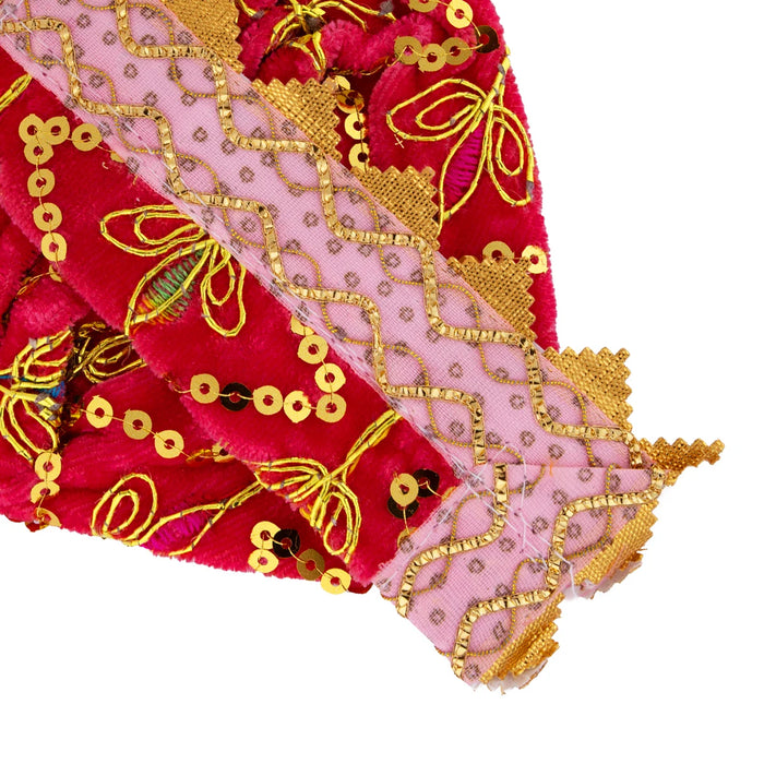 Dhoti Set - 5 Inches | Velvet With Embroidery Panchakacham/ Readymade Panchagajam Dhoti for Deity