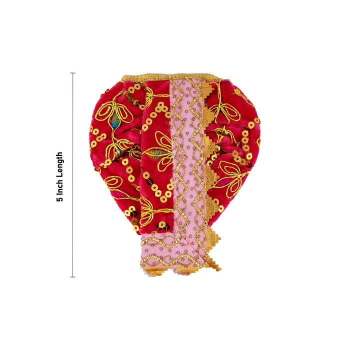 Dhoti Set - 5 Inches | Velvet With Embroidery Panchakacham/ Readymade Panchagajam Dhoti for Deity