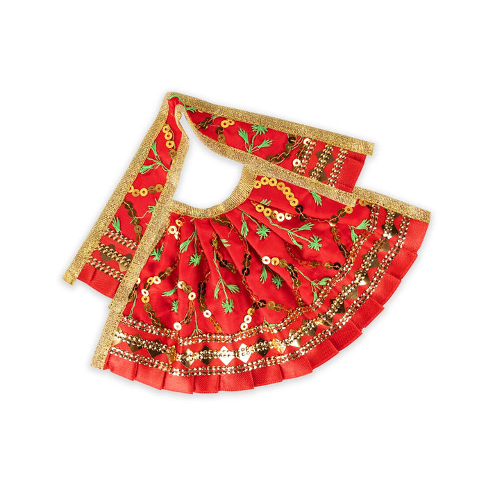 Devi Dress - 4 x 8 Inches | Embroidery Design Mata Rani Poshak/ Mata Dress/ Amman Pavadai for Deity - Deity Jewellery & Vastra