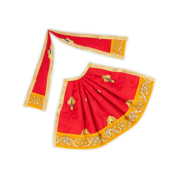 Devi Dress - 5 x 11 Inches | Mata Rani Poshak/ Embroidery Design Matha Dress/ Amman Pavadai for Deity - Devi Dress