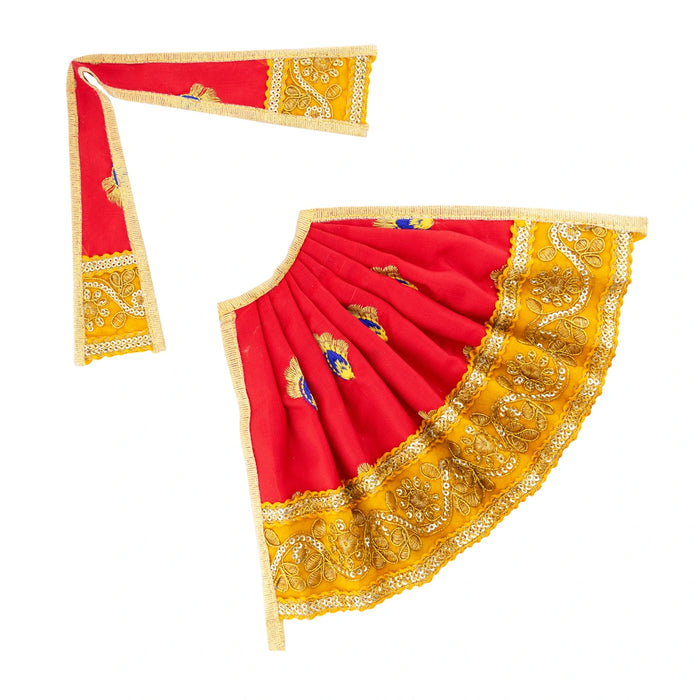 Devi Dress - 6 x 10.5 Inches | Mata Rani Poshak/ Embroidery Design Amman Pavadai for Deity Decor - Devi Dress