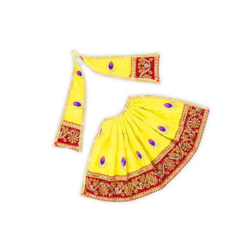 Devi Dress - 7 x 15 Inches | Embroidery Design Mata Dress/ Amman Pavadai/ Mata Rani Poshak for Deity - Devi Dress