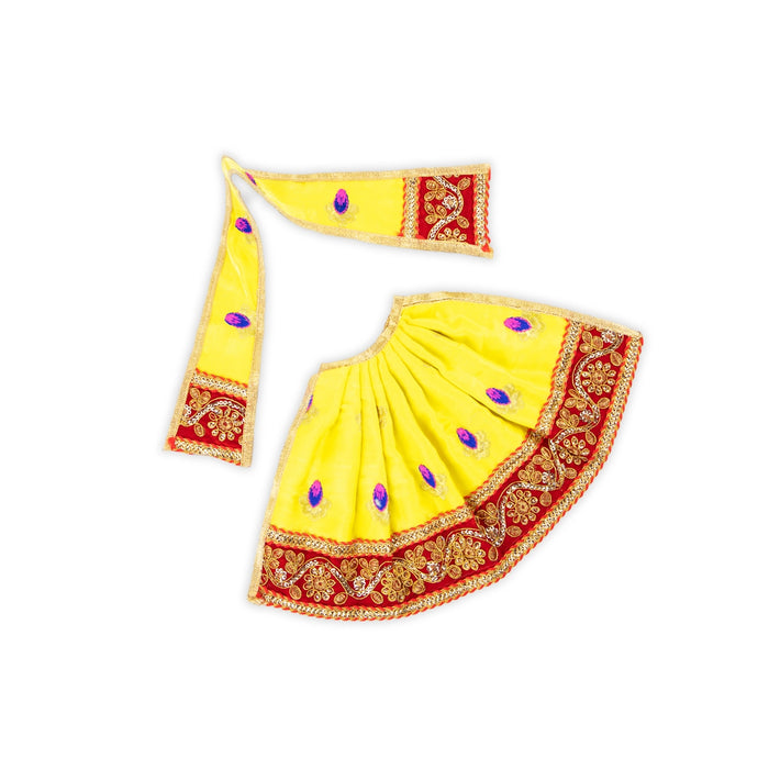 Devi Dress - 7 x 15 Inches | Embroidery Design Mata Dress/ Amman Pavadai/ Mata Rani Poshak for Deity - Devi Dress