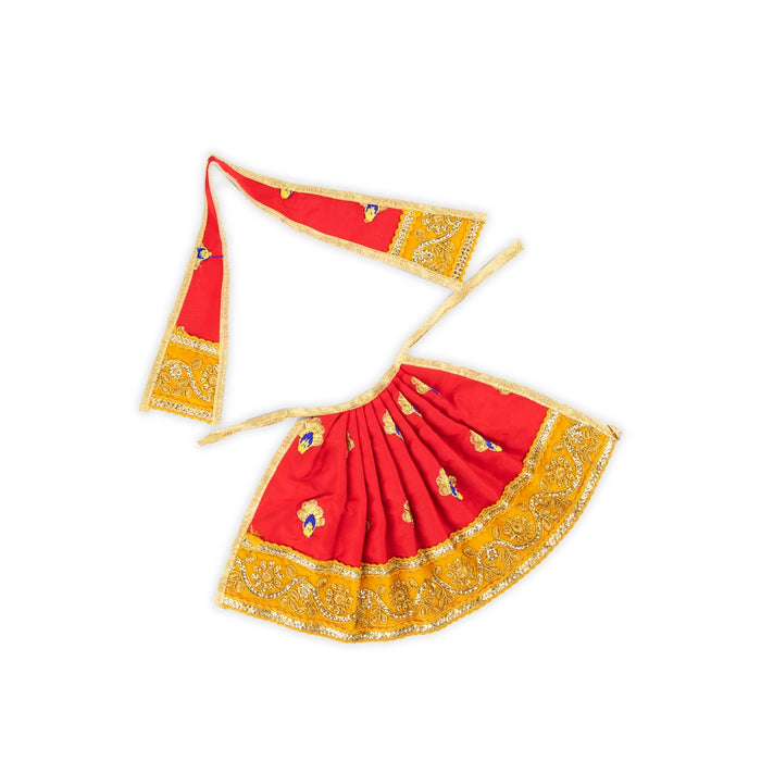 Devi Dress - 7 x 15 Inches | Embroidery Design Mata Dress/ Amman Pavadai/ Mata Rani Poshak for Deity - Devi Dress