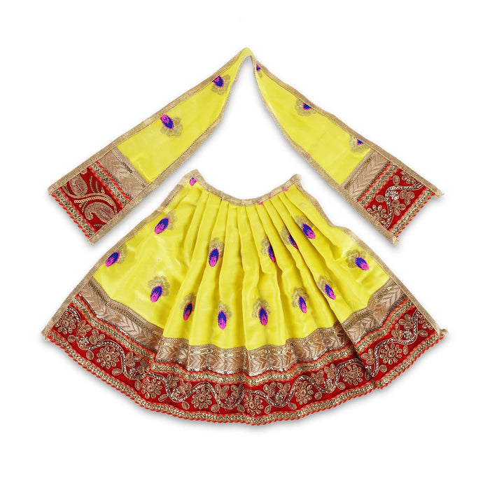 Devi Dress - 9 x 18 Inches | Mata Dress/ Embroidery Design Devi Vastra/ Amman Pavadai for Deity - Devi Dress