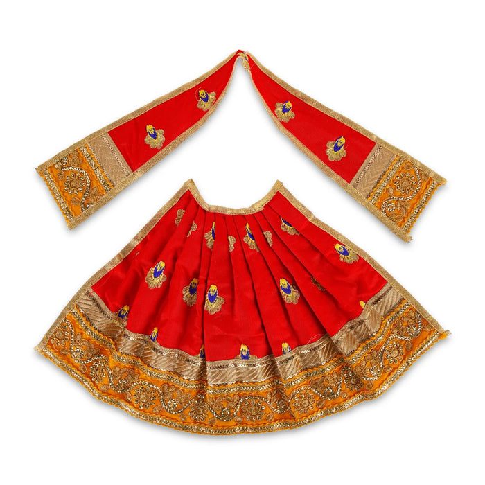 Devi Dress - 9 x 18 Inches | Mata Dress/ Embroidery Design Devi Vastra/ Amman Pavadai for Deity - Devi Dress