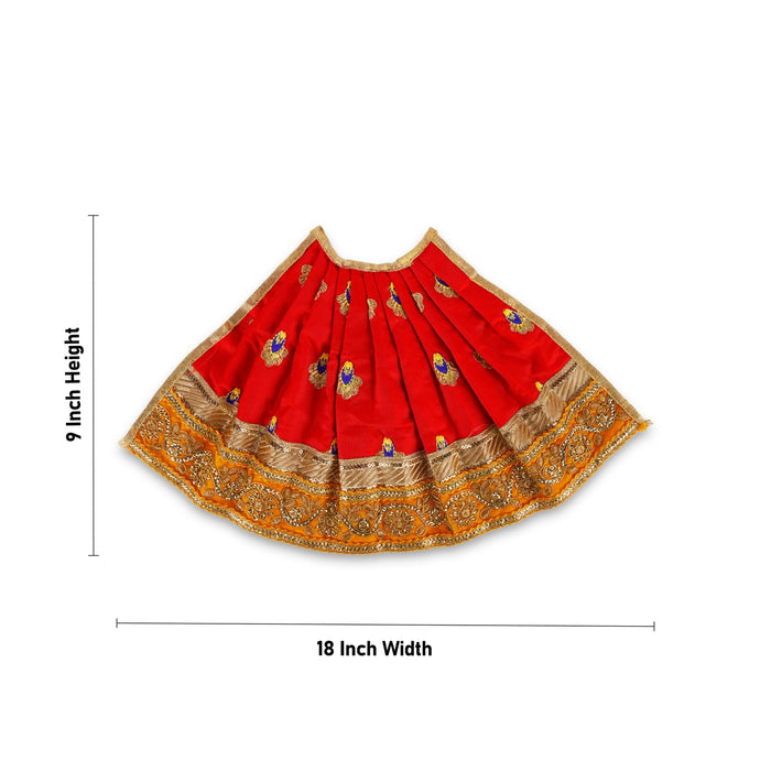 Devi Dress - 9 x 18 Inches | Mata Dress/ Embroidery Design Devi Vastra/ Amman Pavadai for Deity - Devi Dress