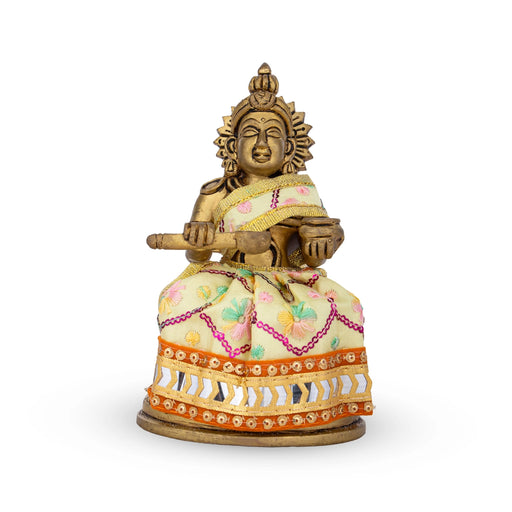 Amman Pavadai - 3 Inches | Lehenga Patka/ Satin with Jari Border Devi Poshak for Deity Decor/ Assorted Colour - Devi Dress