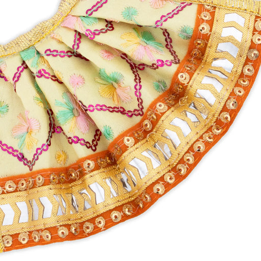 Amman Pavadai - 3 Inches | Lehenga Patka/ Satin with Jari Border Devi Poshak for Deity Decor/ Assorted Colour - Devi Dress