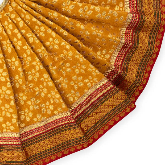 Amman Pavadai - 8 Inches | Lehenga Patka/ Satin with Gold Border Devi Poshak/ Mata Dress for Deity