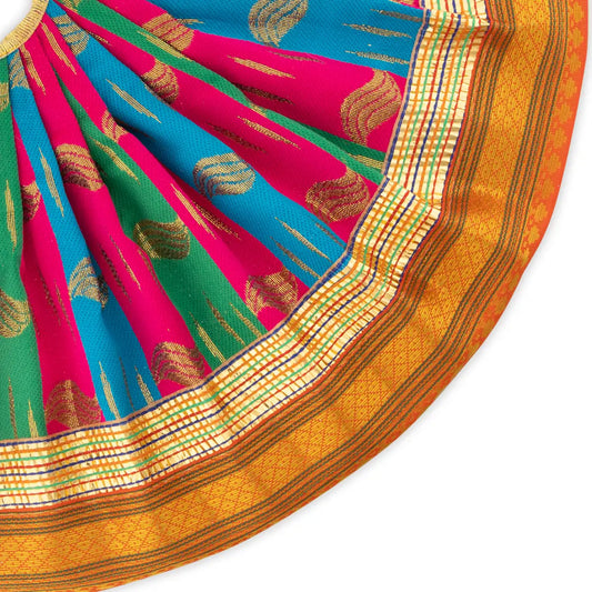Amman Pavadai - 8 x 15 Inches | Lehenga Patka/ Satin with Jari Border Devi Poshak for Deity/ Assorted Colour - Devi Dress