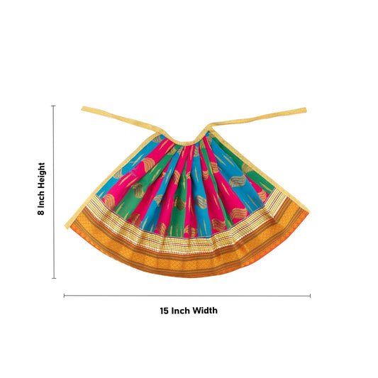 Amman Pavadai - 8 x 15 Inches | Lehenga Patka/ Satin with Jari Border Devi Poshak for Deity/ Assorted Colour - Devi Dress
