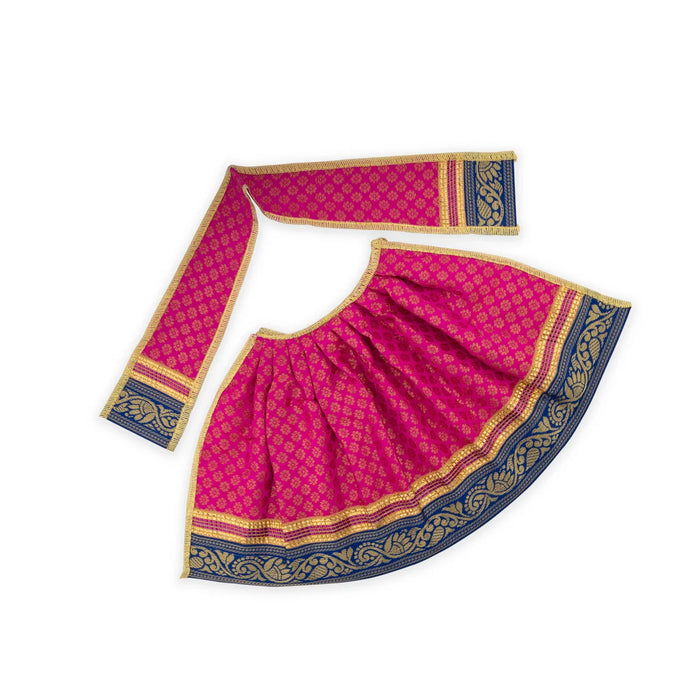 Amman Pavadai - 8 Inches | Lehenga Patka/ Satin with Gold Border Devi Poshak/ Mata Dress for Deity