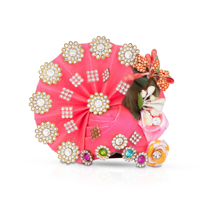 Turban - 3 x 4 Inches | Kireedam/ Fancy Mukut/ Pagdi/ Crown for Deity/ Assorted Colour and Design - Head & Face Accessories