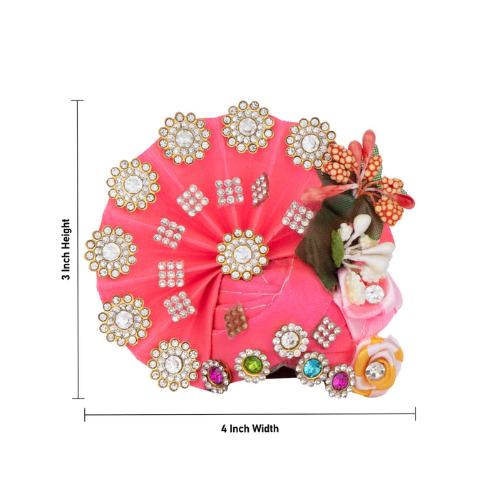 Turban - 3 x 4 Inches | Kireedam/ Fancy Mukut/ Pagdi/ Crown for Deity/ Assorted Colour and Design - Head & Face Accessories