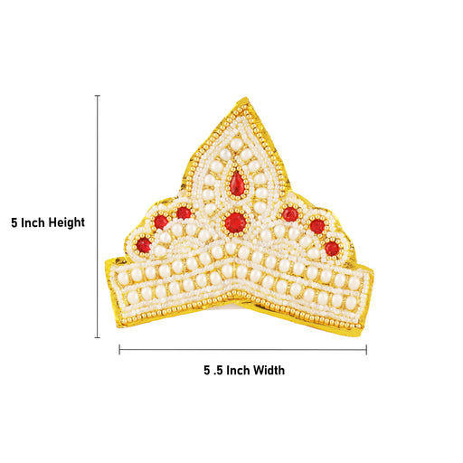 Moti Crown - 5 Inch | Kireedam/ Mukut/ Kiritam for Deity/ Assorted Design - Head & Face Accessories