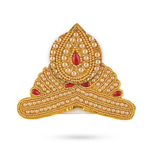 Moti Crown - 7 Inch | Kireedam/ Mukut/ Kiritam for Deity/ Assorted Design - Head & Face Accessories