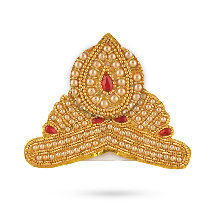 Moti Crown - 7 Inch | Kireedam/ Mukut/ Kiritam for Deity/ Assorted Design - Head & Face Accessories