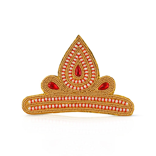 Moti Crown - 7.5 Inch | Kireedam/ Mukut/ Kiritam for Deity/ Assorted Design - Head & Face Accessories