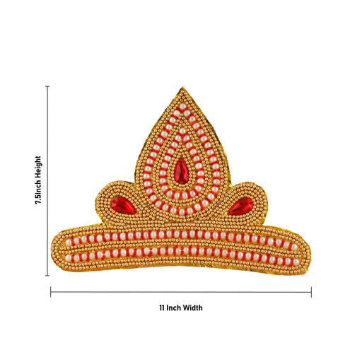 Moti Crown - 7.5 Inch | Kireedam/ Mukut/ Kiritam for Deity/ Assorted Design - Head & Face Accessories