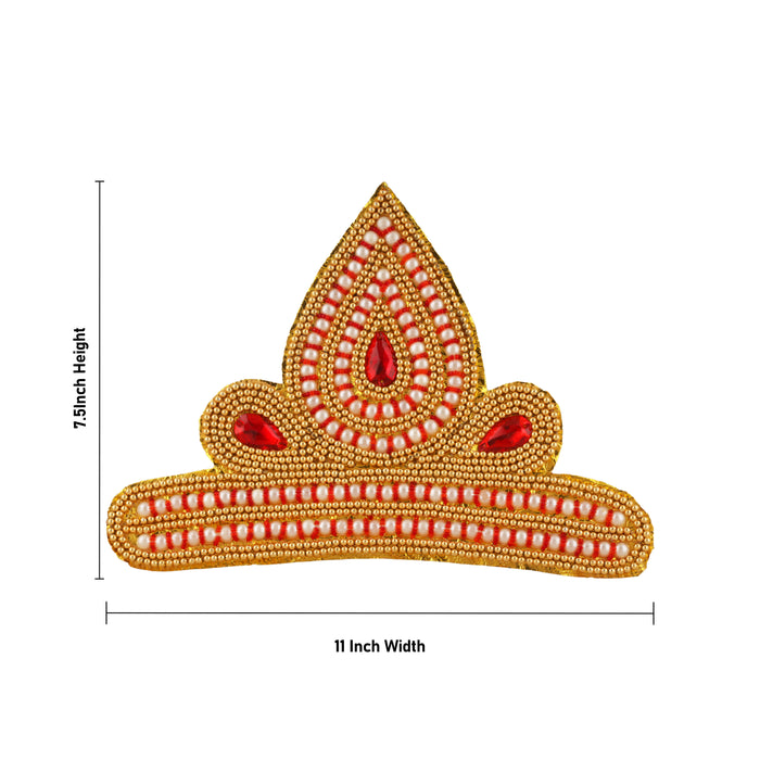 Moti Crown - 7.5 Inch | Kireedam/ Mukut/ Kiritam for Deity/ Assorted Design - Head & Face Accessories
