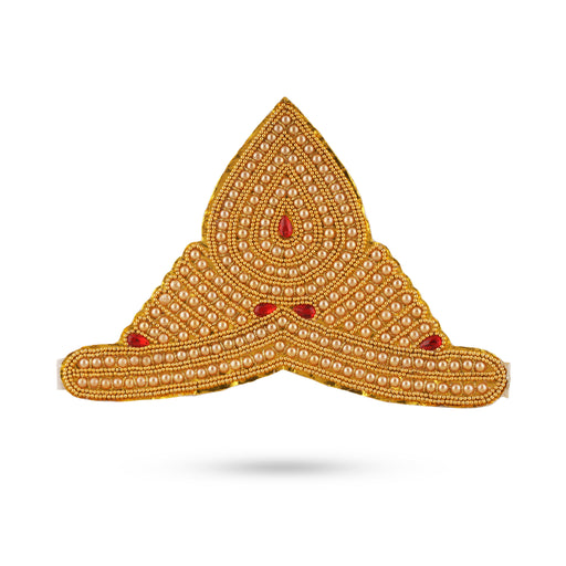 Moti Crown - 8 Inch | Kireedam/ Mukut/ Kiritam for Deity/ Assorted Design - Head & Face Accessories