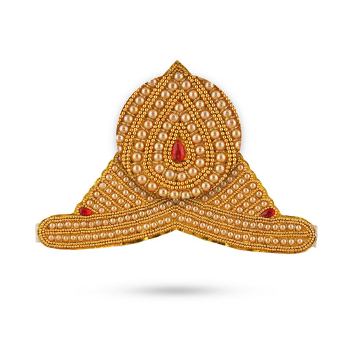 Moti Crown - 8 Inch | Kireedam/ Mukut/ Kiritam for Deity/ Assorted Design - Head & Face Accessories
