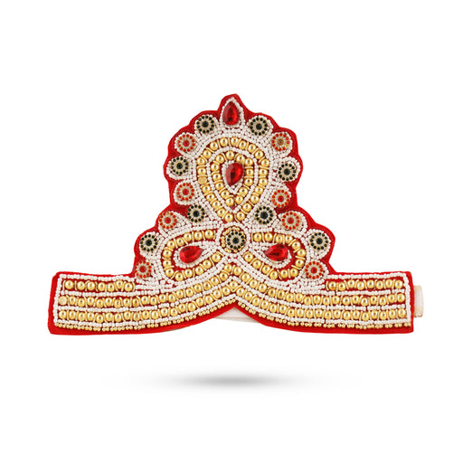 Moti Crown - 7 Inch | Kireedam/ Mukut/ Kiritam for Deity/ Assorted Design - Head & Face Accessories
