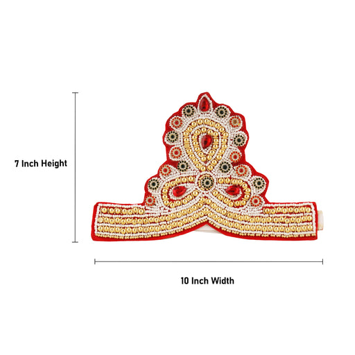 Moti Crown - 7 Inch | Kireedam/ Mukut/ Kiritam for Deity/ Assorted Design - Head & Face Accessories