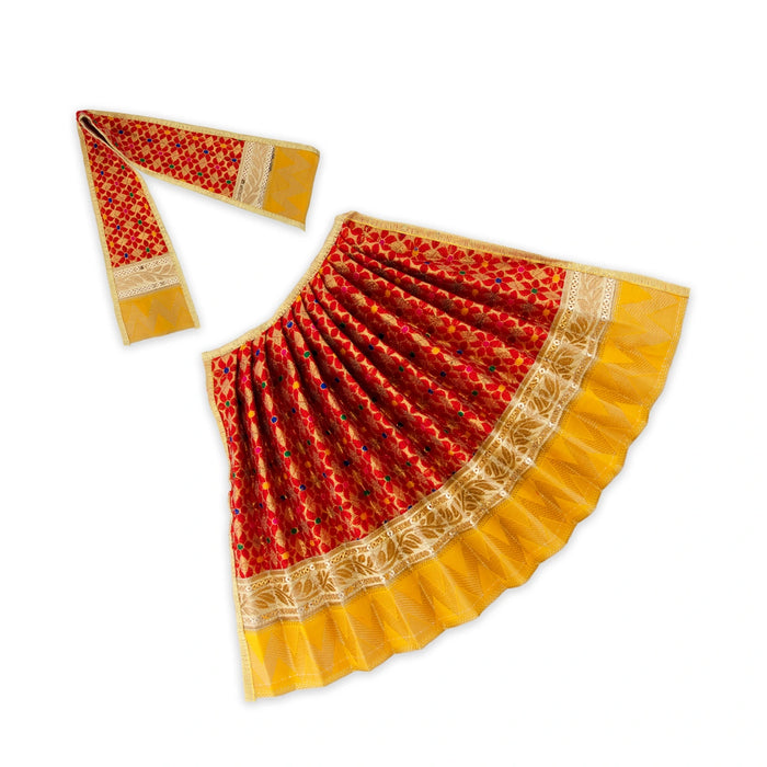 Amman Pavadai - 10 x 15 Inches | Mata Dress/ Devi Vastra/ Golden Border Mata Poshak for Deity/ Assorted Colour - Devi Dress