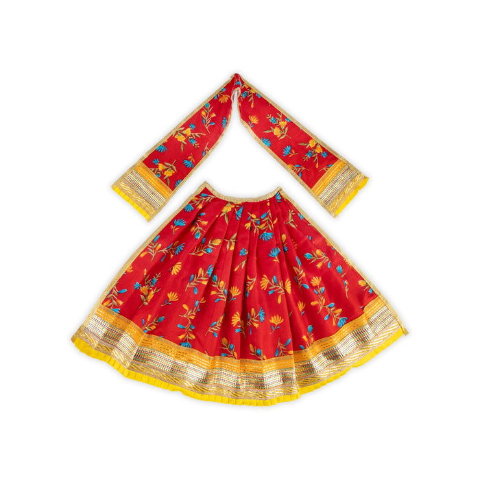 Devi Dress - 12 x 22 Inches | Mata Dress/ Silk Printed Mata Rani Poshak for Deity/ Assorted Colour - Devi Dress