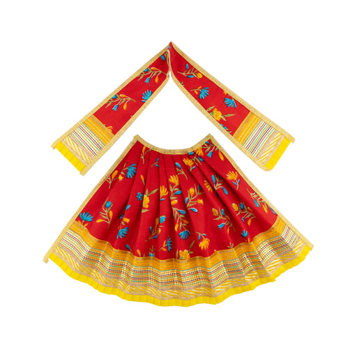 Devi Dress - 9 x 15 Inches | Mata Dress/ Silk Printed Mata Rani Poshak for Deity/ Assorted Colour - Devi Dress